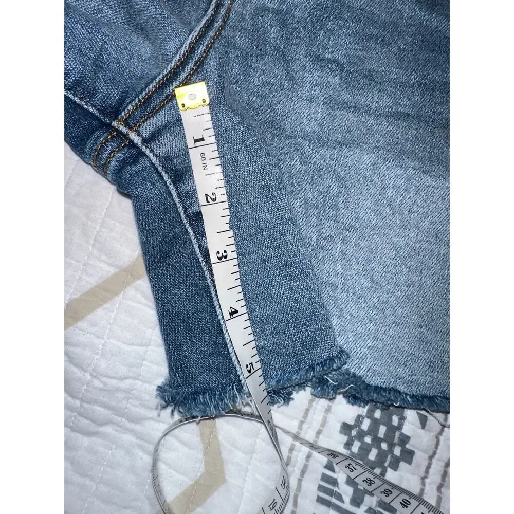 Judy Blue Womens Large Light Wash Denim Cutoff Shorts Raw Hem Stretch Mid Rise